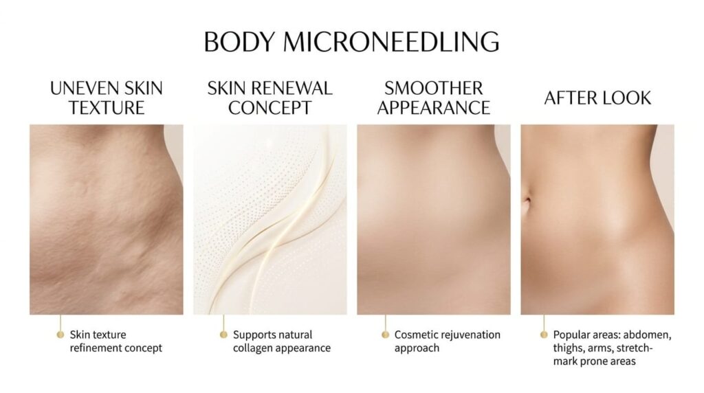 Body Microneedling loose skin treatment for loose skin after weight loss and post-pregnancy